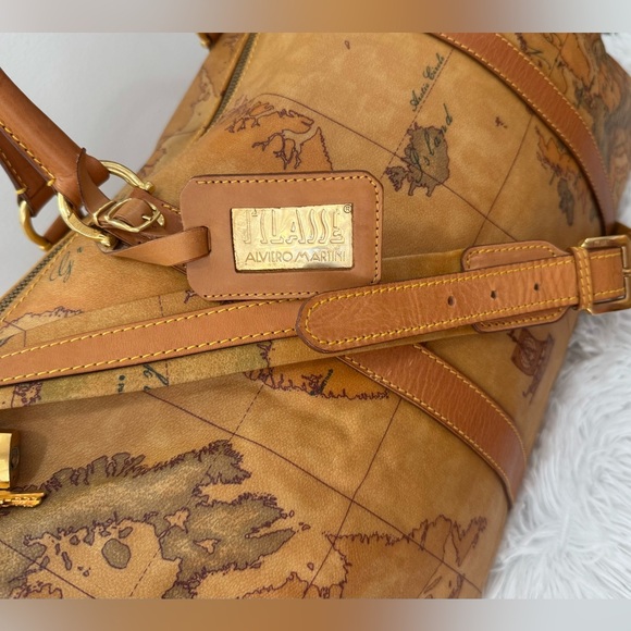 Alviero Martini 1A Classe Geo Map Men’s Travel Duffel Weekender Bag 19” FULL SET - Picture 5 of 17